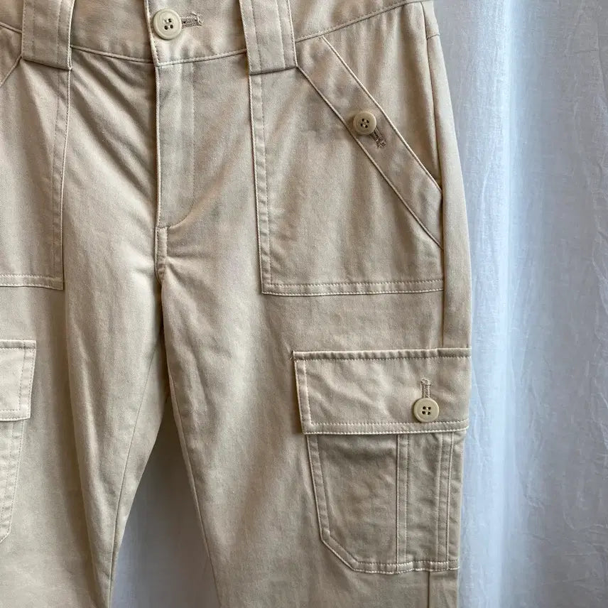 [BUNJANG] ELLE Beige Cargo Straight Pants (24) / ELLE 베이지 카고 스트레이트 팬츠(24)