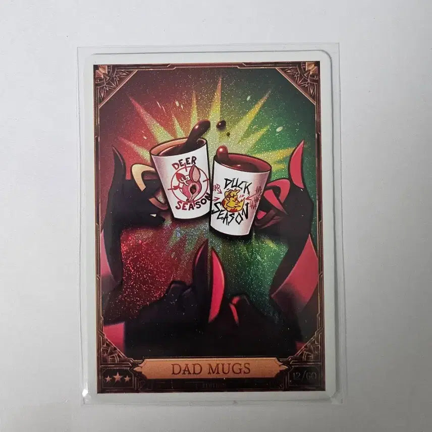 [BUNJANG] Hazbin Hotel Alastor Lucifer Dad Mugs Foil Card / 해즈빈 호텔 알래스터 루시퍼 DAD MUGS 화이트 포일 카드