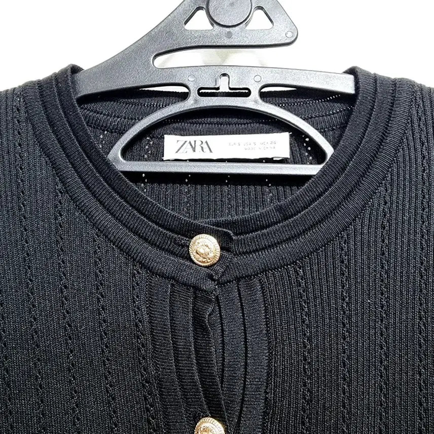 [BUNJANG] ZARA Gold Button Black Knit Dress S / 자라 금장 버튼 블랙 니트 원피스S