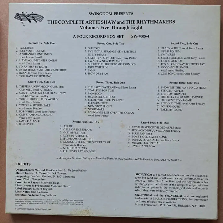 [BUNJANG] Artie Shaw 4LP Box Set Vinyl Record / LP 재즈클라리넷 4LP / 아티 쇼 박스셋