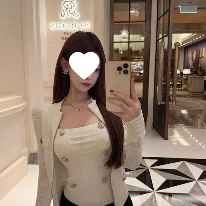 [BUNJANG] Imported Ivory Cardigan and Tank Top Set / 수입 나시 가디건 세트 새상품