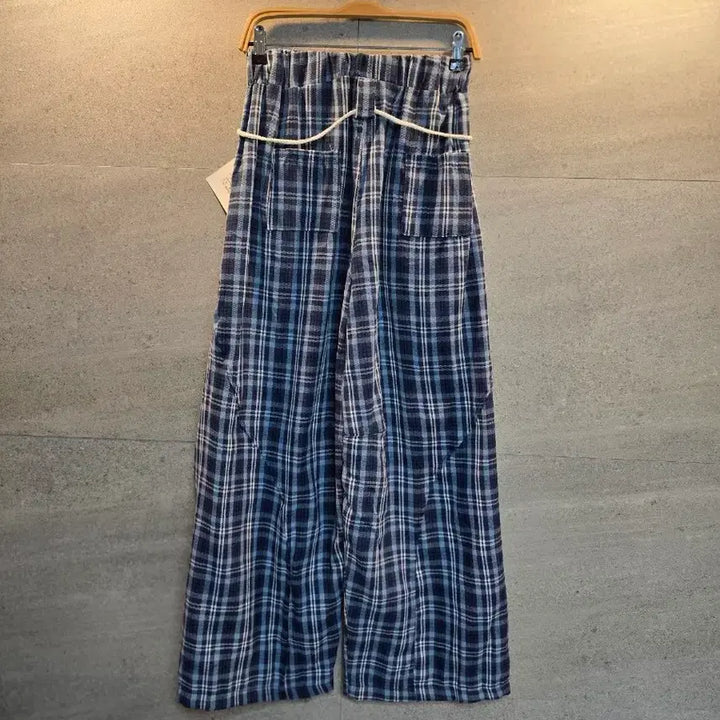 [SOLD OUT] ss템. M4 체크 와이드 밴딩 팬츠. 새거.