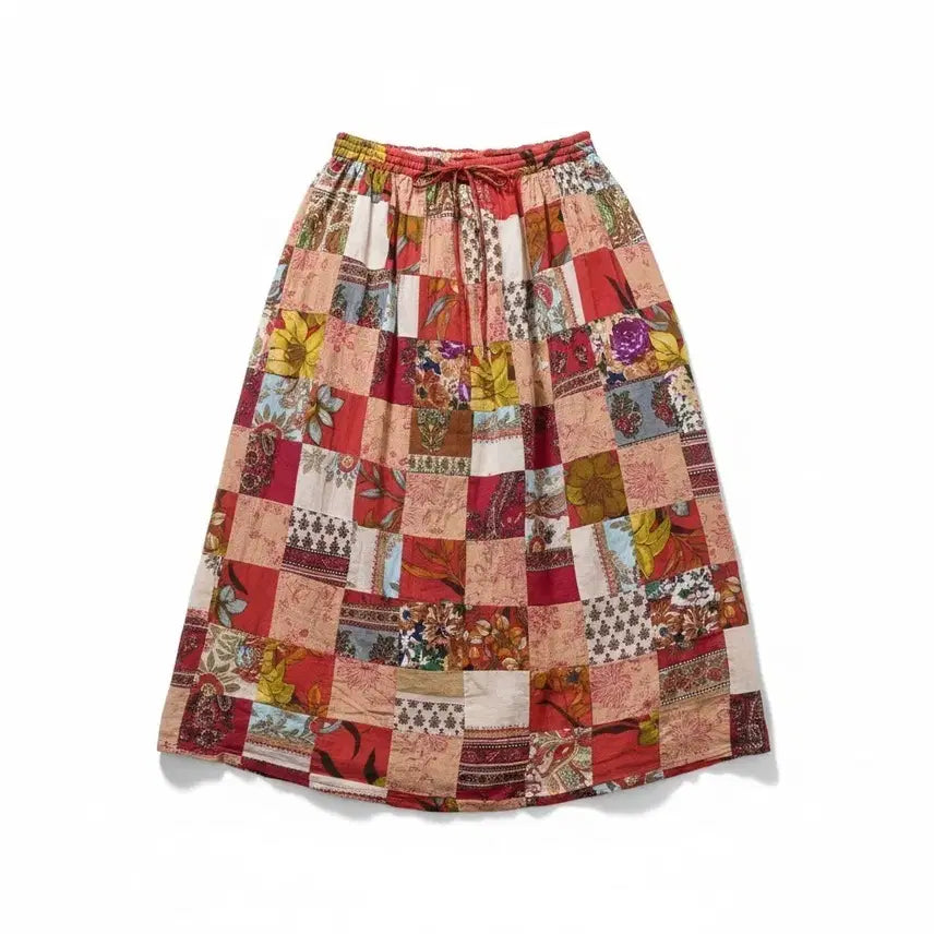 [BUNJANG] Patchwork Floral Long Skirt / 패치워크 플라워 롱 스커트