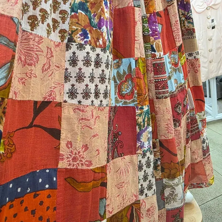 [BUNJANG] Patchwork Floral Long Skirt / 패치워크 플라워 롱 스커트