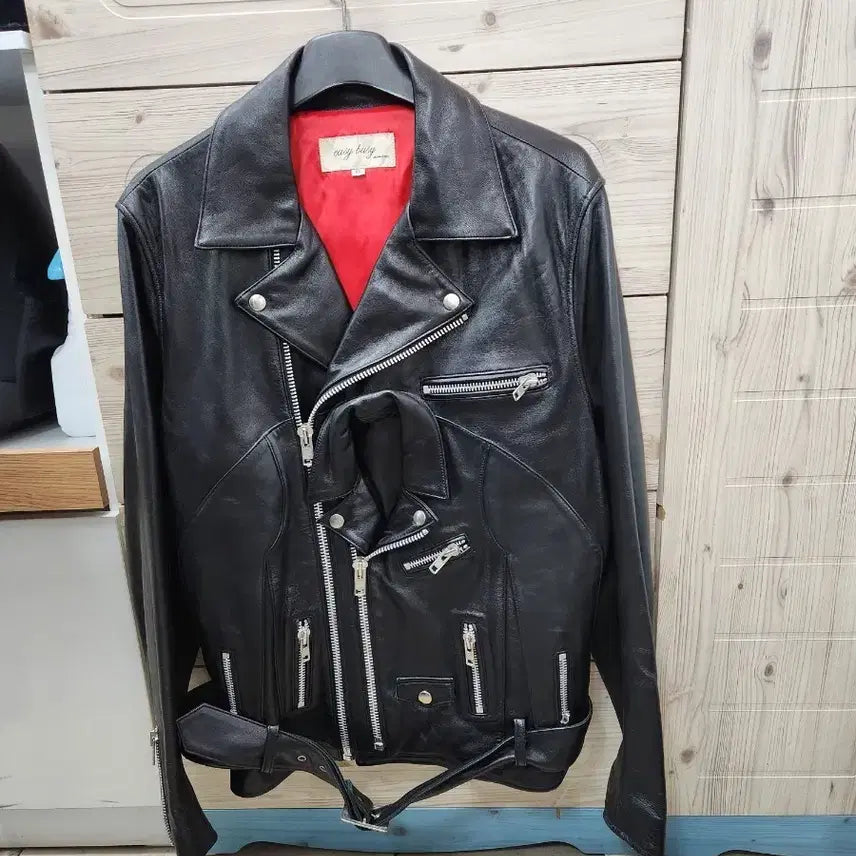 [BUNJANG] Easybusy Black Leather Rider Jacket - XL / 이지비지 블랙 가죽 라이더 자켓 XL