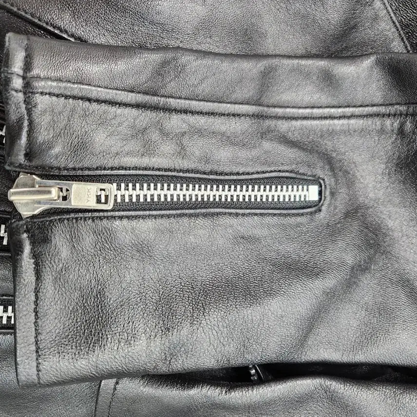 [BUNJANG] Easybusy Black Leather Rider Jacket - XL / 이지비지 블랙 가죽 라이더 자켓 XL