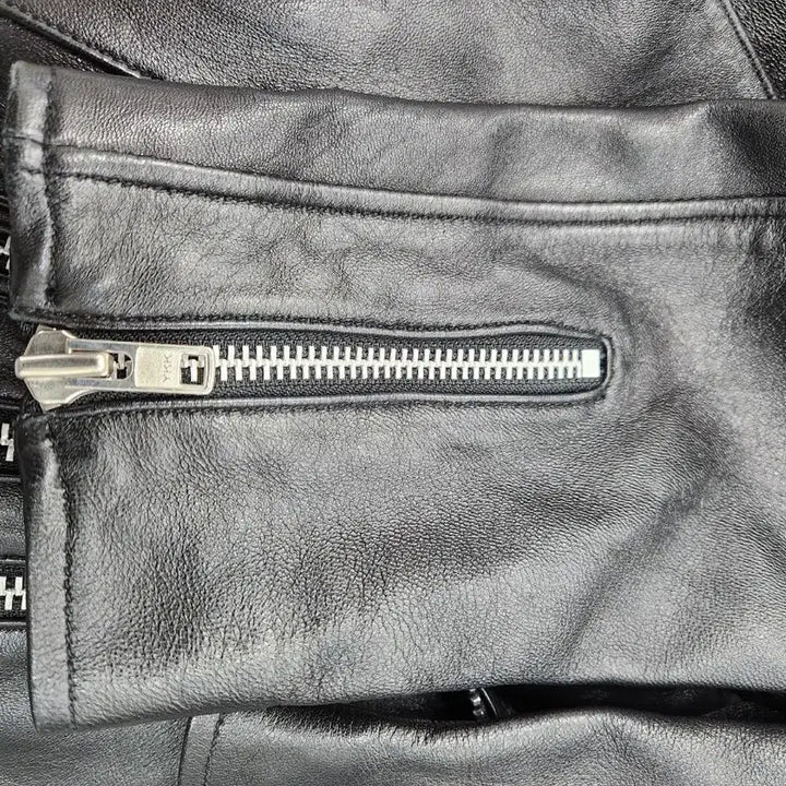 [BUNJANG] Easybusy Black Leather Rider Jacket - XL / 이지비지 블랙 가죽 라이더 자켓 XL