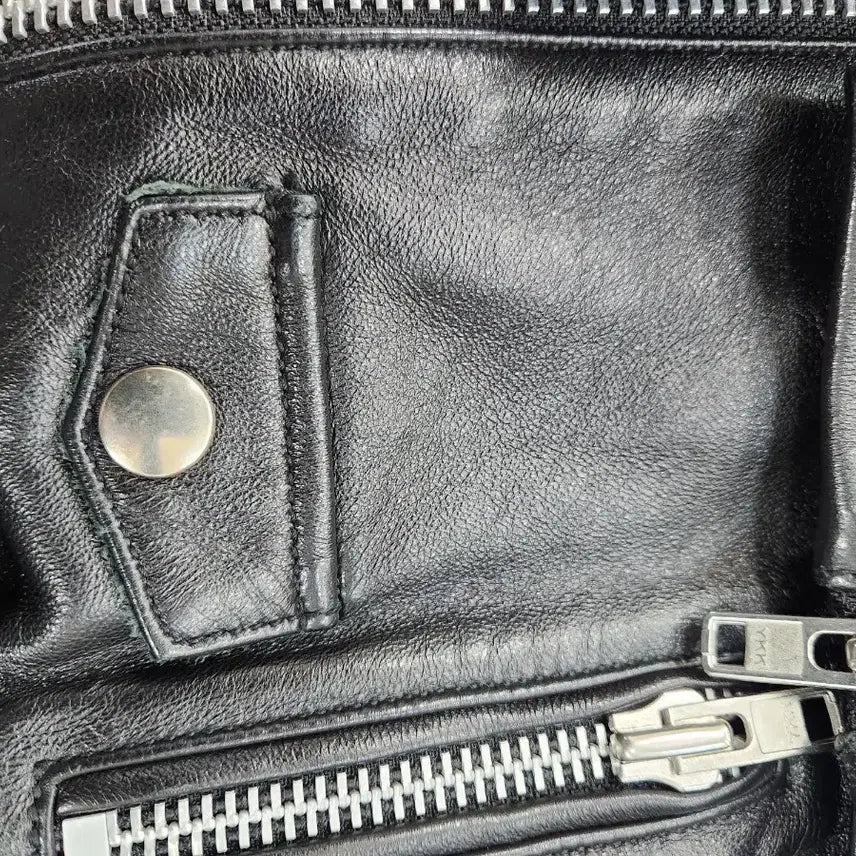 [BUNJANG] Easybusy Black Leather Rider Jacket - XL / 이지비지 블랙 가죽 라이더 자켓 XL