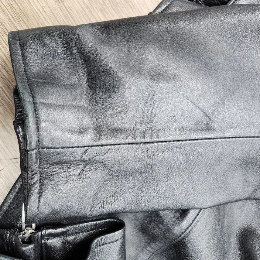 [BUNJANG] Easybusy Black Leather Rider Jacket - XL / 이지비지 블랙 가죽 라이더 자켓 XL