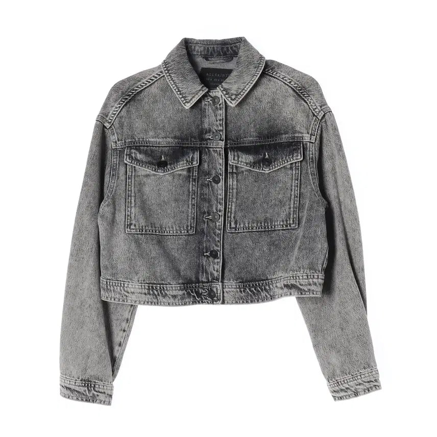 [BUNJANG] AllSaints 21SS Washed Crop Denim Jacket Gray / 올세인츠 21SS 워싱 크롭 데님 재킷 그레이