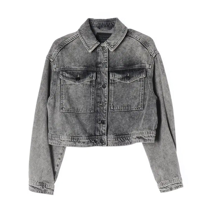 [BUNJANG] AllSaints 21SS Washed Crop Denim Jacket Gray / 올세인츠 21SS 워싱 크롭 데님 재킷 그레이