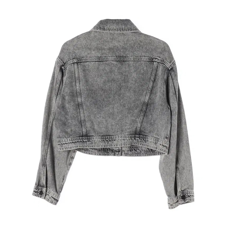 [BUNJANG] AllSaints 21SS Washed Crop Denim Jacket Gray / 올세인츠 21SS 워싱 크롭 데님 재킷 그레이