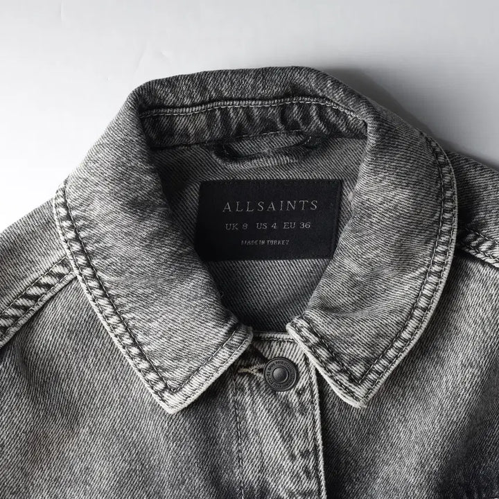 [BUNJANG] AllSaints 21SS Washed Crop Denim Jacket Gray / 올세인츠 21SS 워싱 크롭 데님 재킷 그레이