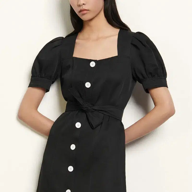 [SOLD OUT] SANDRO 산드로 스퀘어넥 린넨 원피스 38