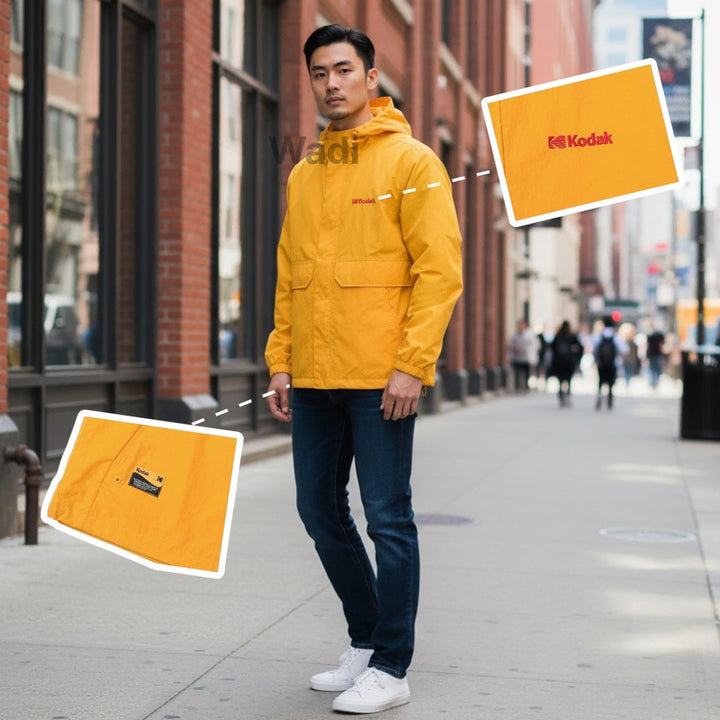 [BUNJANG] Kodak Semi-Oversized Woven Hooded Jacket Yellow / [코닥] 우븐 세미오버핏 후드 자켓 옐로우