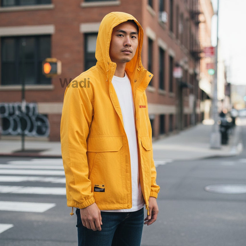 [BUNJANG] Kodak Semi-Oversized Woven Hooded Jacket Yellow / [코닥] 우븐 세미오버핏 후드 자켓 옐로우
