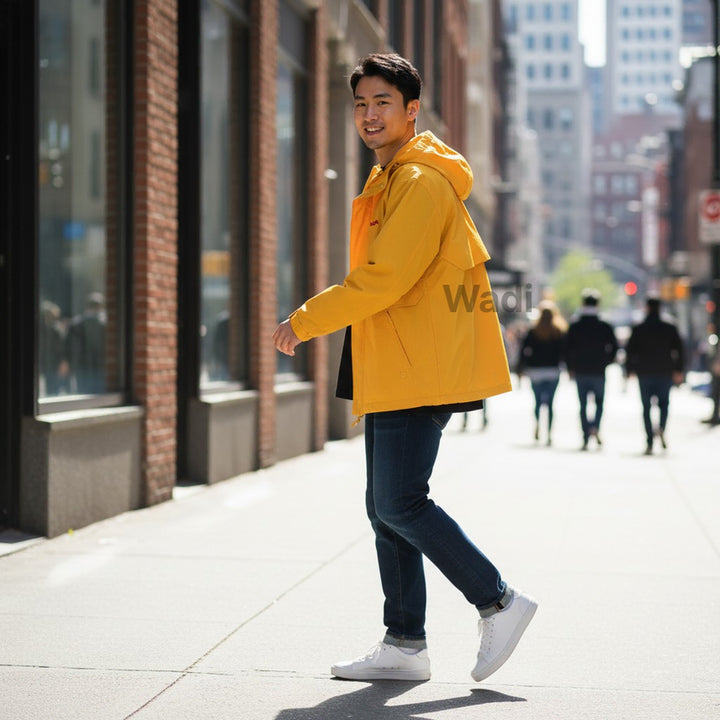 [BUNJANG] Kodak Semi-Oversized Woven Hooded Jacket Yellow / [코닥] 우븐 세미오버핏 후드 자켓 옐로우