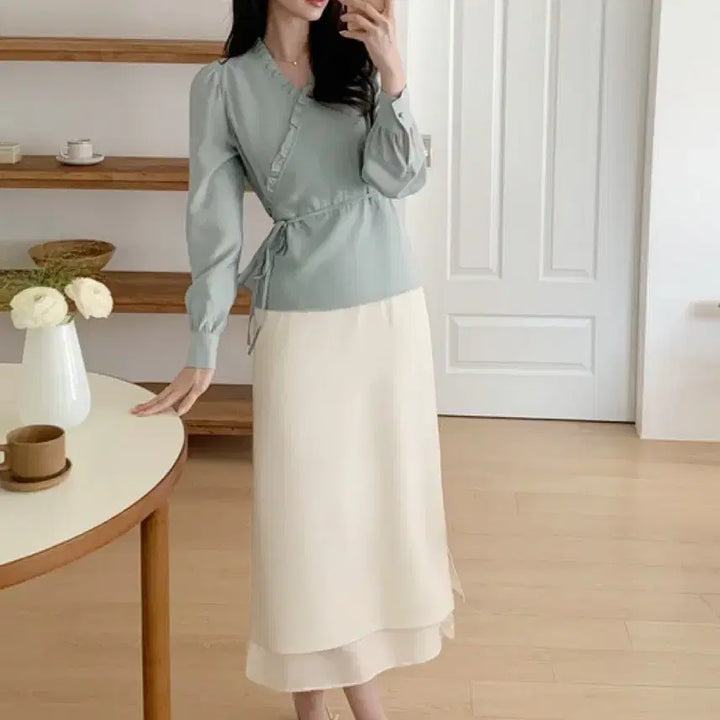 [BUNJANG] Graydecheon Layered Skirt Ivory S / 그레이데시온 레이어드 스커트 아이보리S