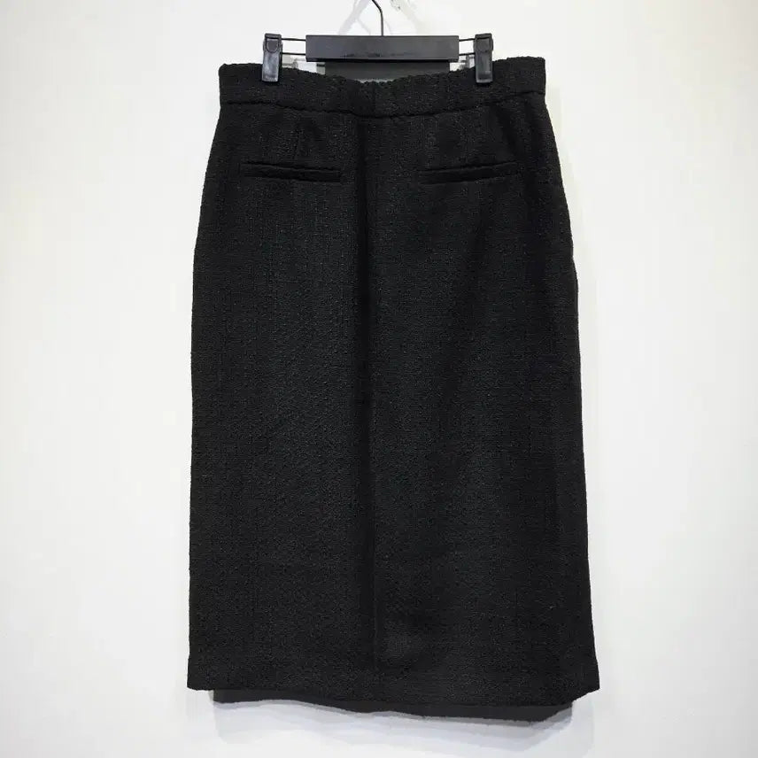 [BUNJANG] KARL LAGERFELD PARIS Black Tweed Button Midi Skirt / 칼라거펠트 파리스 블랙 트위드 버튼 미디 스커트