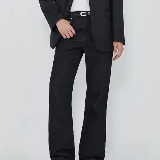 [BUNJANG] Orderarchive Semi Flare Wide 04 - Berlin Black Pants / 오더아카이브 Semi flare wide 04 - Berlin black