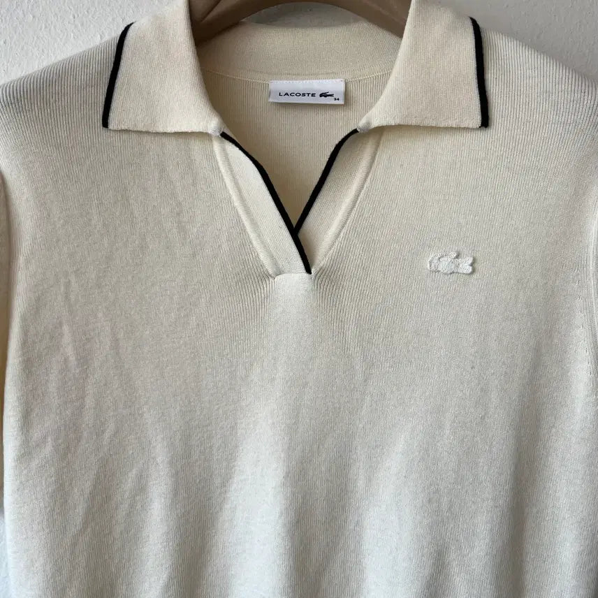 [SOLD OUT] 라코스테 여성 아이보리 카라니트 반팔니트 울니트 34