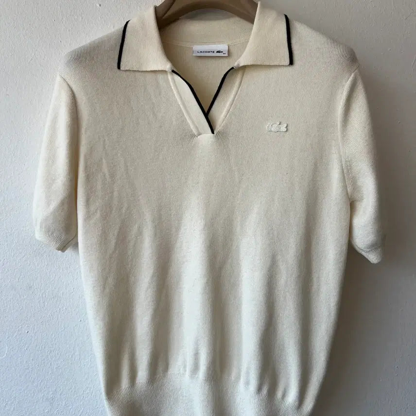 [SOLD OUT] 라코스테 여성 아이보리 카라니트 반팔니트 울니트 34