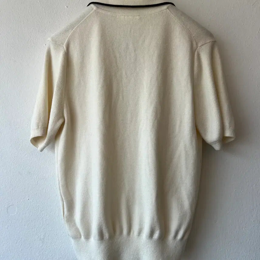 [SOLD OUT] 라코스테 여성 아이보리 카라니트 반팔니트 울니트 34
