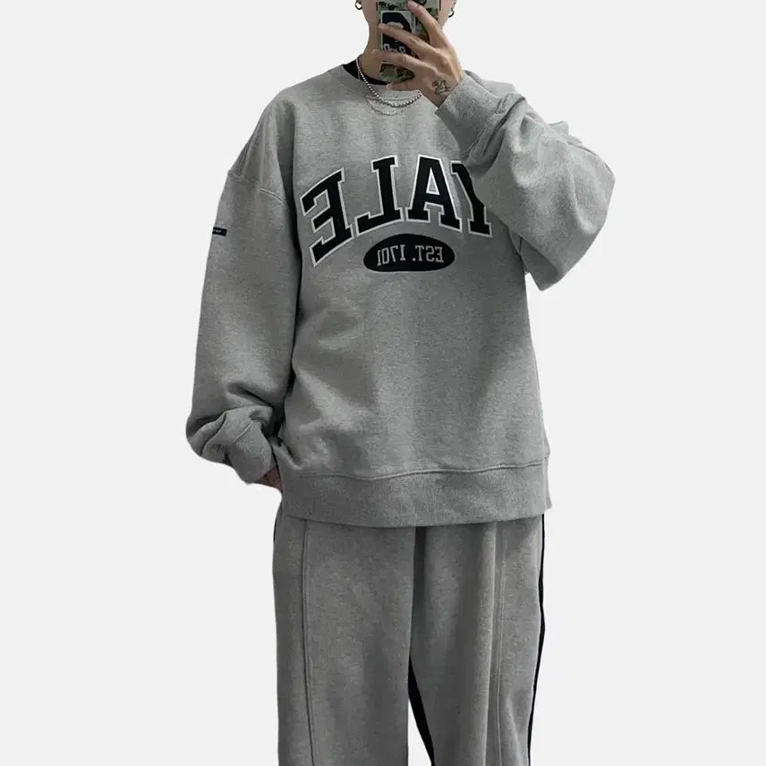 [BUNJANG] YALE Arch Logo Sweatshirt - Melange Gray - XL / YALE 예일 아치로고 맨투맨 멜란지그레이