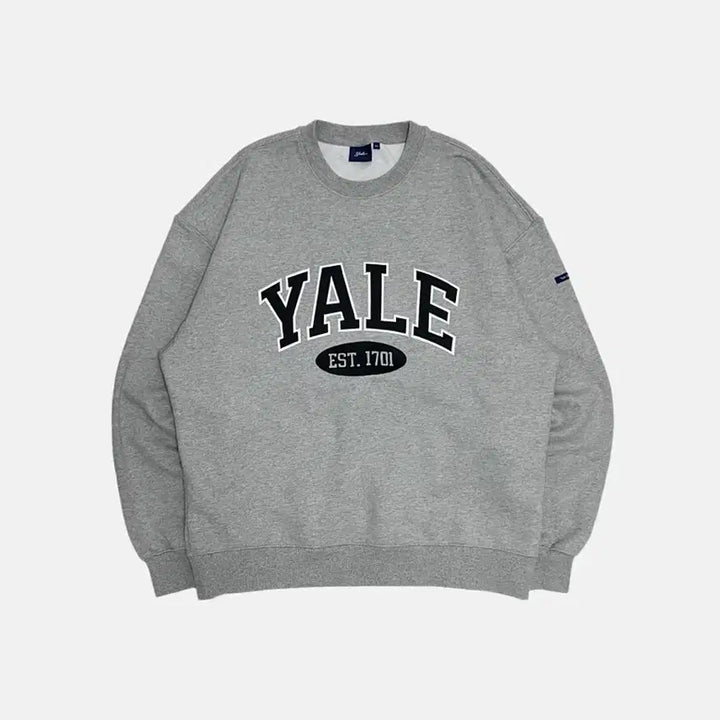 [BUNJANG] YALE Arch Logo Sweatshirt - Melange Gray - XL / YALE 예일 아치로고 맨투맨 멜란지그레이