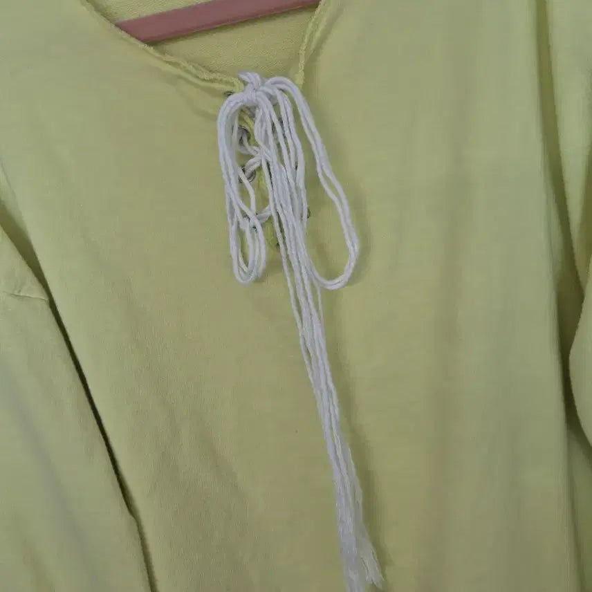 [BUNJANG] Neon Long-Sleeve T-Shirt / 형광색 끈디테일 긴팔티셔츠