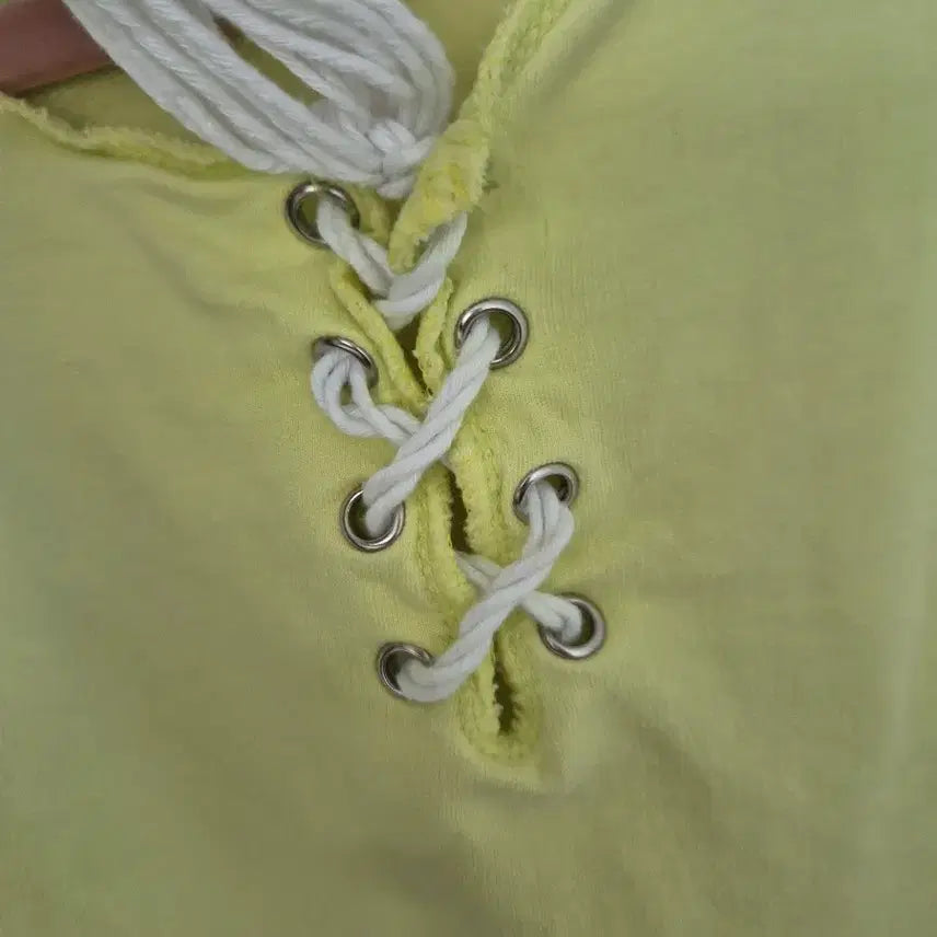[BUNJANG] Neon Long-Sleeve T-Shirt / 형광색 끈디테일 긴팔티셔츠