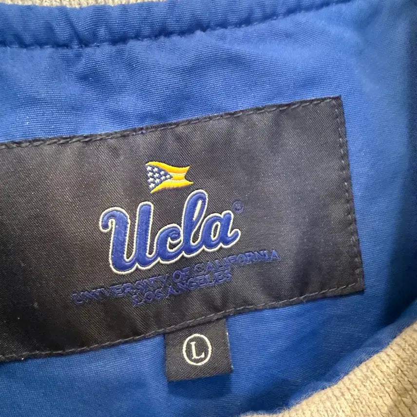 [BUNJANG] UCLA Blue Striped Short-Sleeve Baseball Jacket / UCLA 블루 스트라이프 반팔 야구점퍼