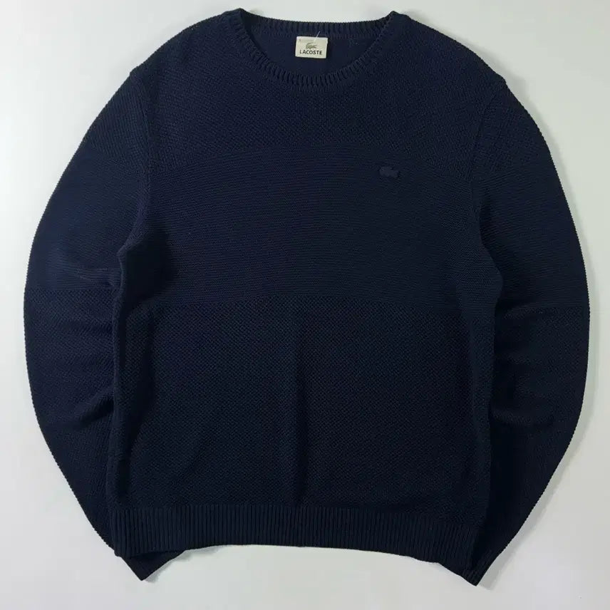 [BUNJANG] Lacoste Cotton Navy Crewneck Knit Sweater / Lacoste  라코스테 코튼 네이비 크루넥 니트