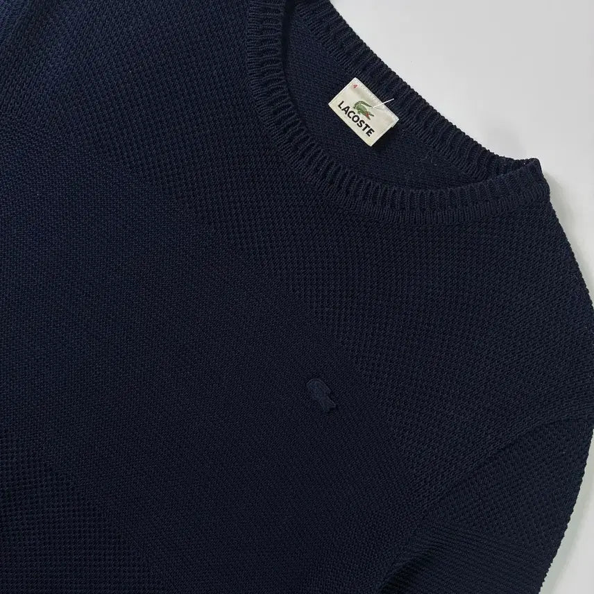 [BUNJANG] Lacoste Cotton Navy Crewneck Knit Sweater / Lacoste  라코스테 코튼 네이비 크루넥 니트