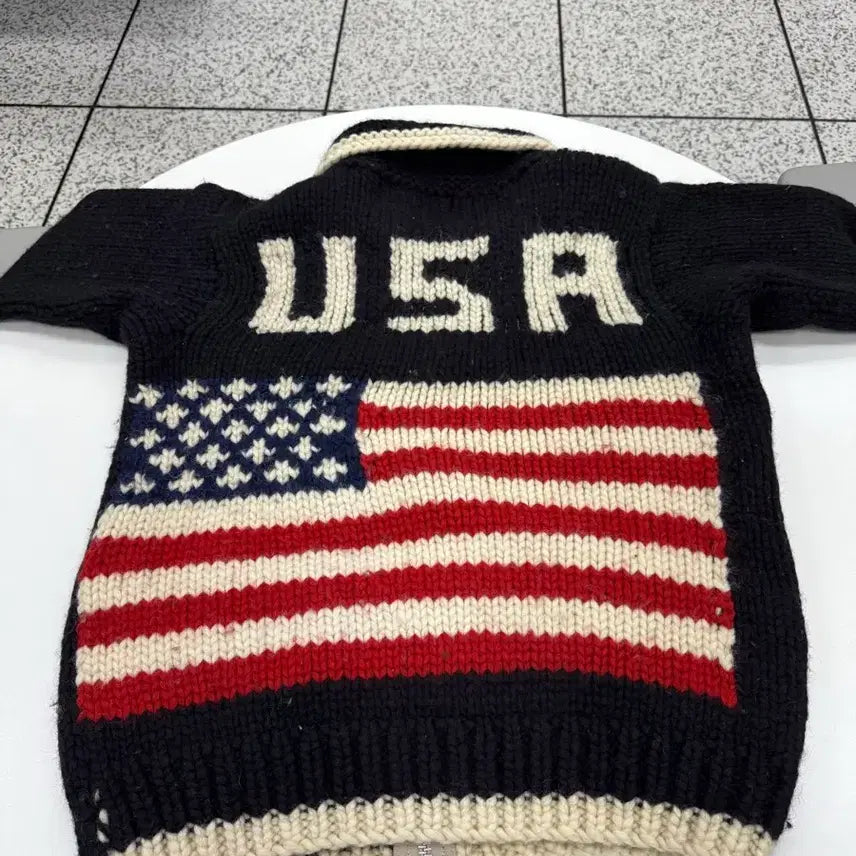 [BUNJANG] KANATA USA Flag Knit Cardigan / KANATA 미국 국기 니트 가디건 카나타 usa 코위찬 rrl 리바이스