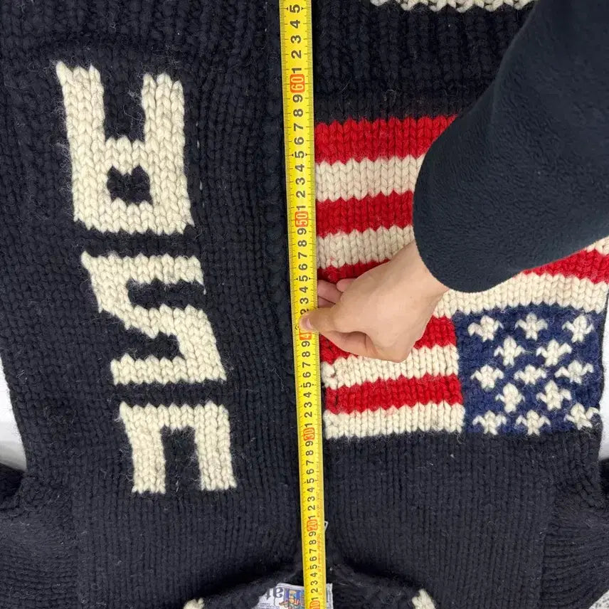 [BUNJANG] KANATA USA Flag Knit Cardigan / KANATA 미국 국기 니트 가디건 카나타 usa 코위찬 rrl 리바이스