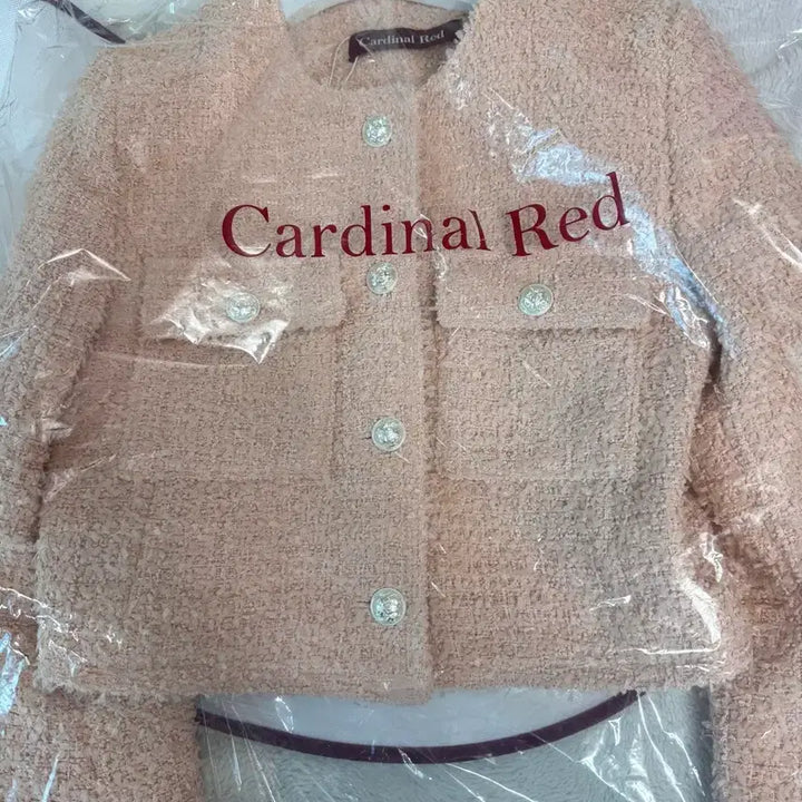 [BUNJANG] Cardinal Red Spring Warm Tweed Jacket / 택포) 카디널레드 spring warm tweed 스프링 웜 트위드 자켓