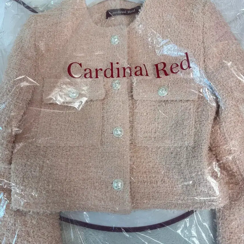 [BUNJANG] Cardinal Red Spring Warm Tweed Jacket / 택포) 카디널레드 spring warm tweed 스프링 웜 트위드 자켓