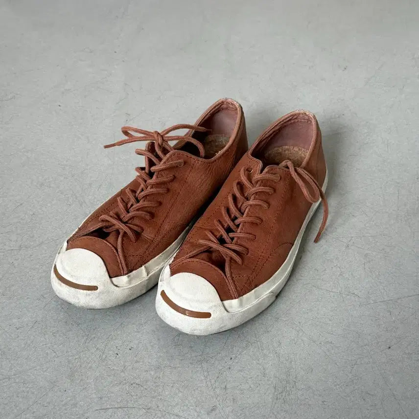[BUNJANG] Converse Jack Purcell Brown Leather Sneakers / 컨버스 잭퍼셀 브라운 레더 스니커즈 260