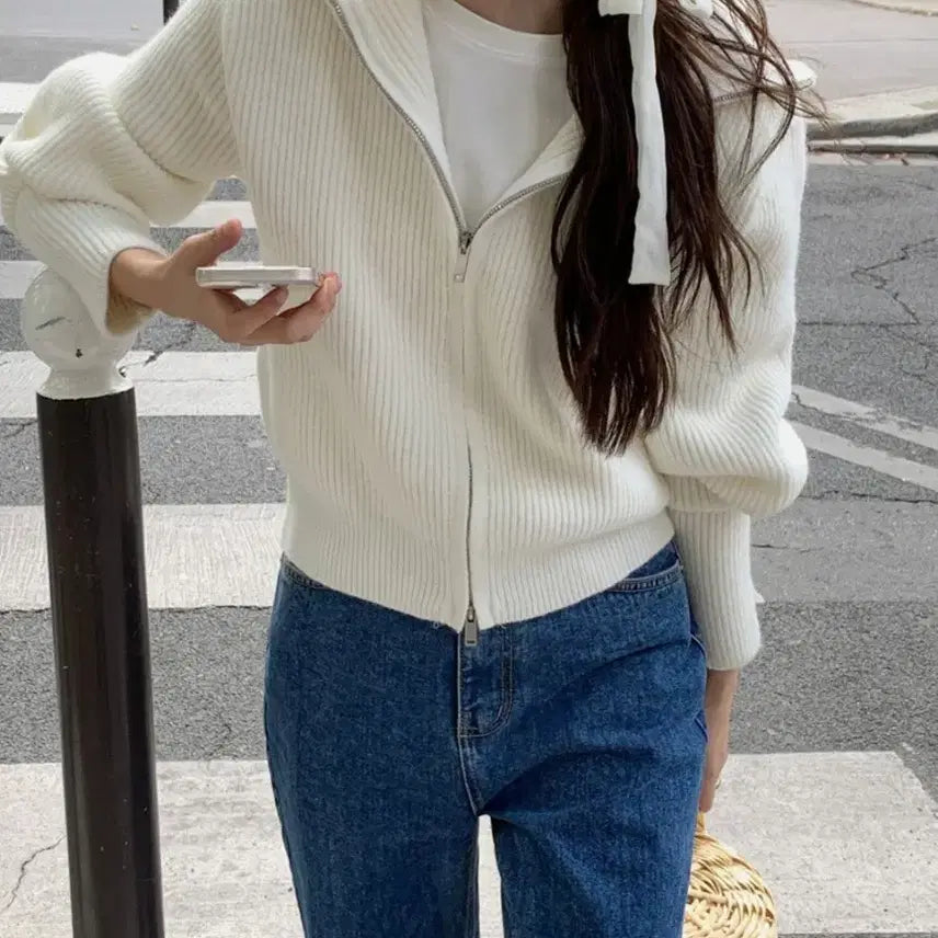 [BUNJANG] Edmore Alma Knit Zip-Up Cardigan / 에드모어 알마 니트 집업 가디건