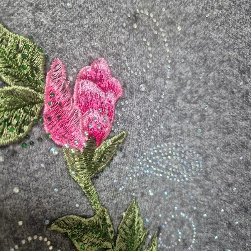 [BUNJANG] Gray Floral Embroidered Cardigan / 여성 가디건