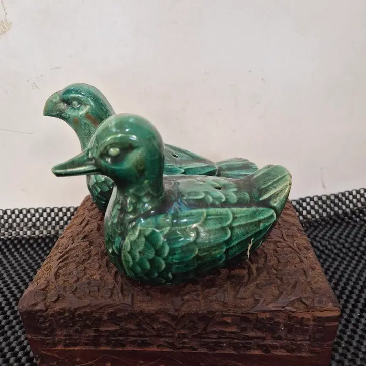 [BUNJANG] Pair of Green Inkstone Ornaments / 새 한쌍 녹색연적2개 소장품
