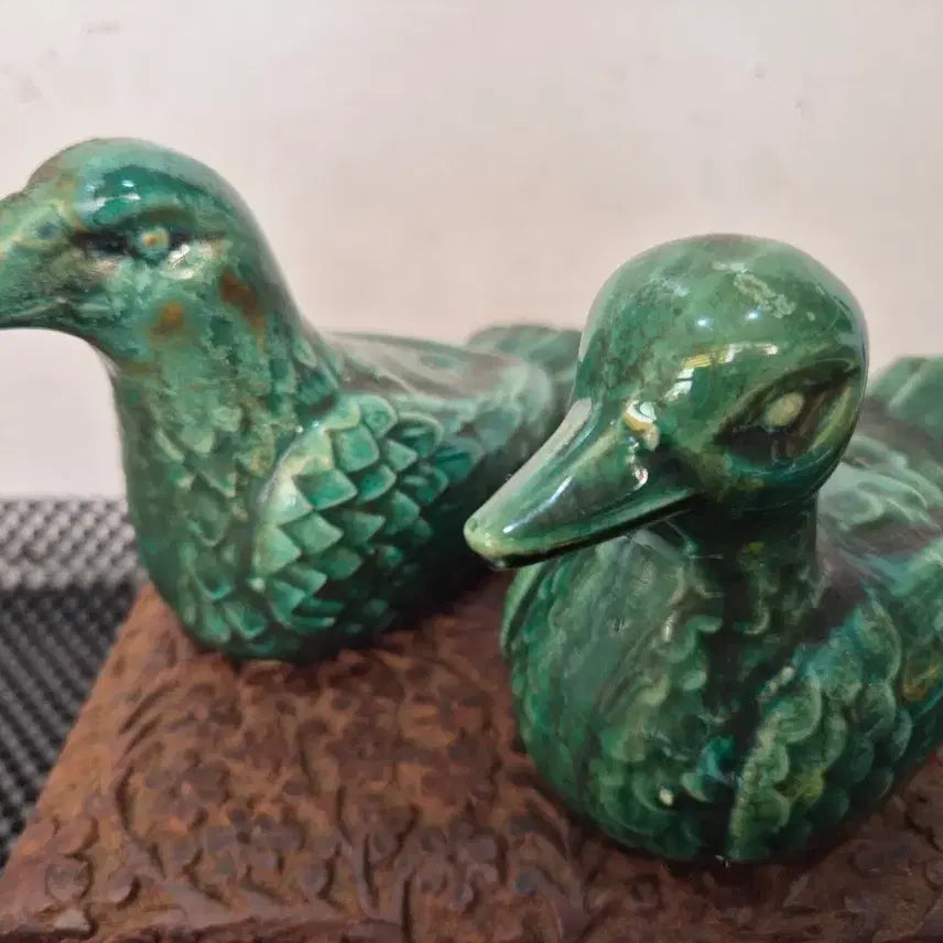 [BUNJANG] Pair of Green Inkstone Ornaments / 새 한쌍 녹색연적2개 소장품
