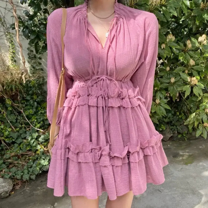 [BUNJANG] Pink Frill Mini Dress / ㅋ핑크 프릴 미니 원피스 캉캉
