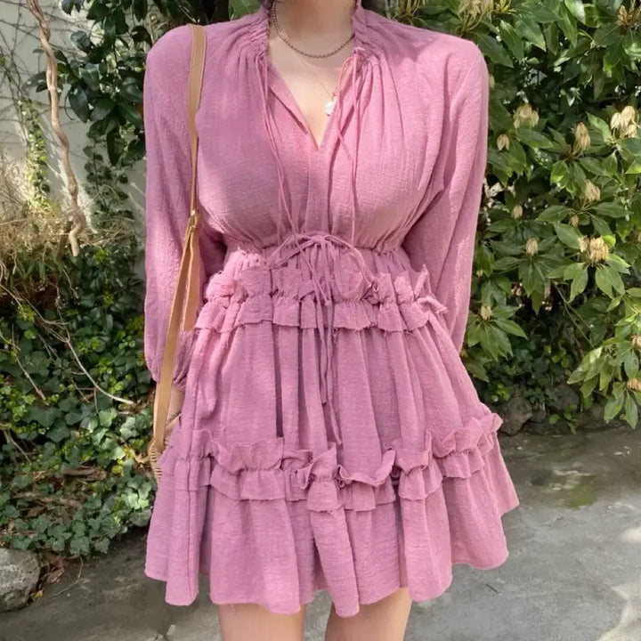 [BUNJANG] Pink Frill Mini Dress / ㅋ핑크 프릴 미니 원피스 캉캉