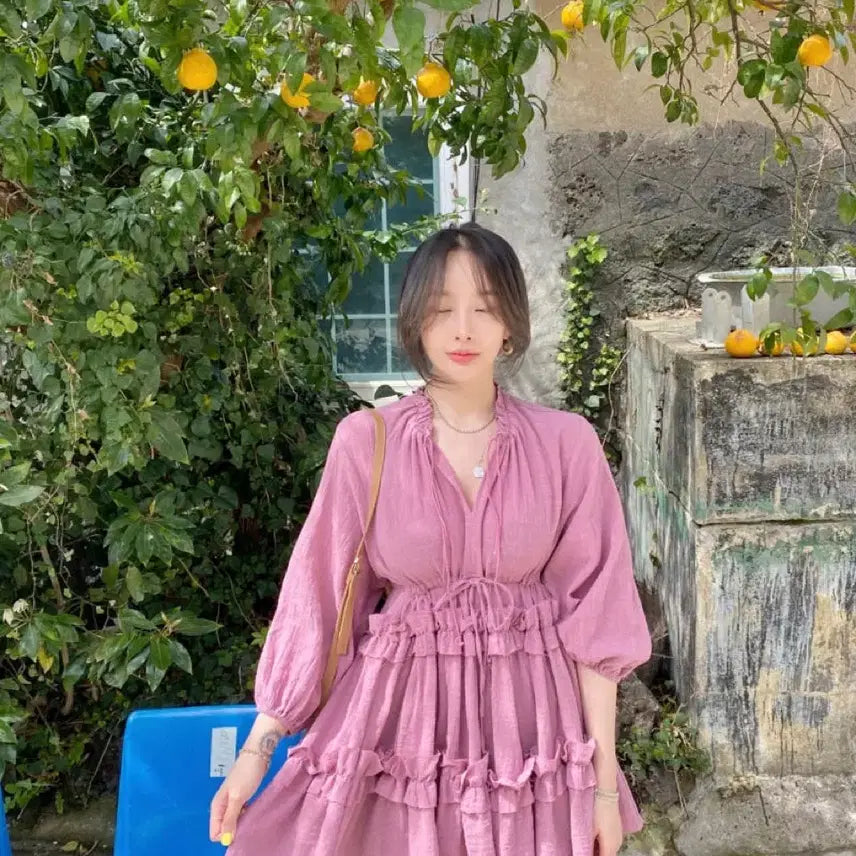 [BUNJANG] Pink Frill Mini Dress / ㅋ핑크 프릴 미니 원피스 캉캉
