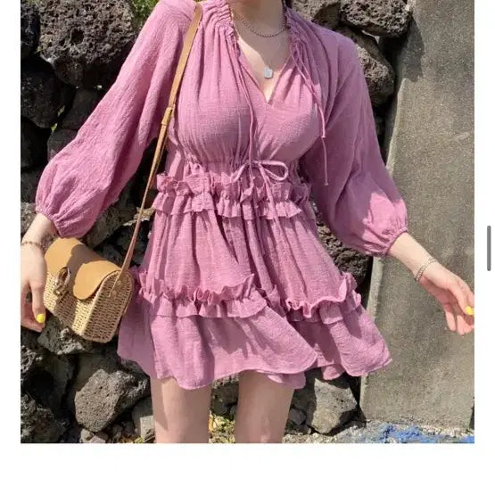 [BUNJANG] Pink Frill Mini Dress / ㅋ핑크 프릴 미니 원피스 캉캉