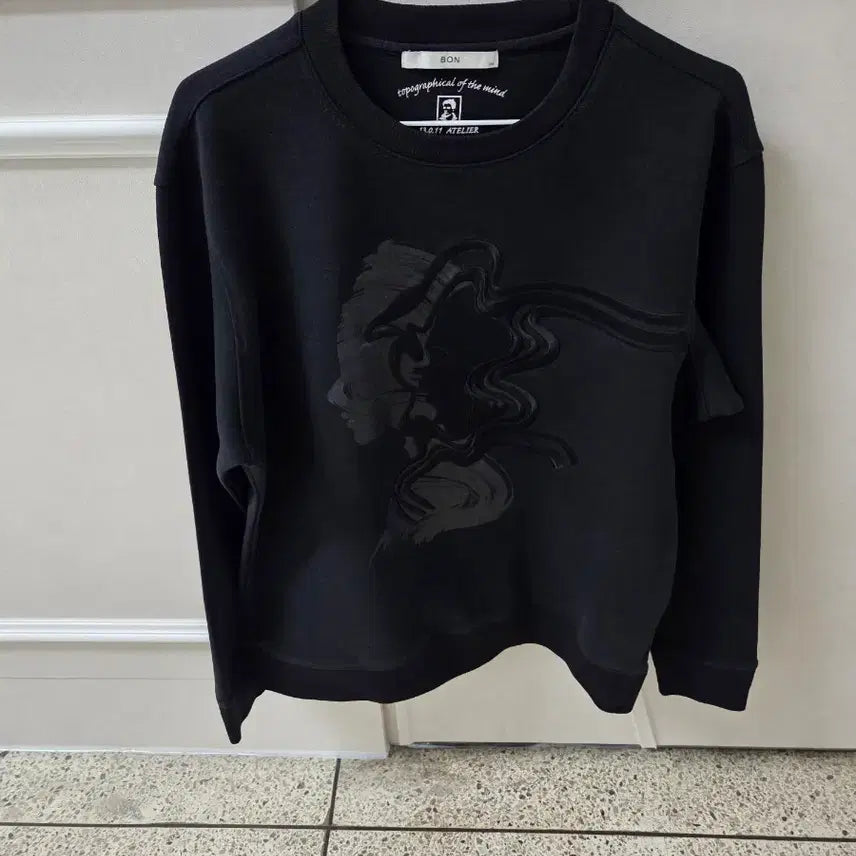 [BUNJANG] Bon Embroidered Black Sweatshirt / Bon 자수 맨투맨 100