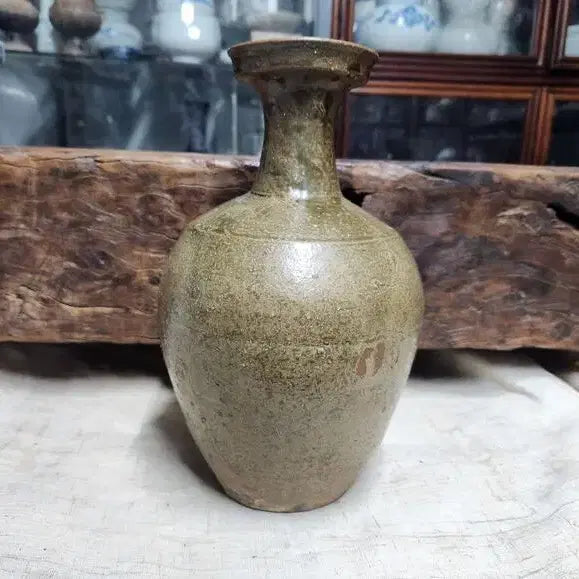 [BUNJANG] Authentic Goryeo Dynasty Yellow-Green Celadon Wide-Mouth Bottle / 진품//고려시대 황청자 광구병