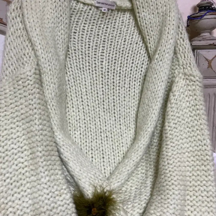 [BUNJANG] Emporio Armani Boucle Knit Cardigan / 엠포리오 아르마니 뽀글이 니트 가디건 40민트